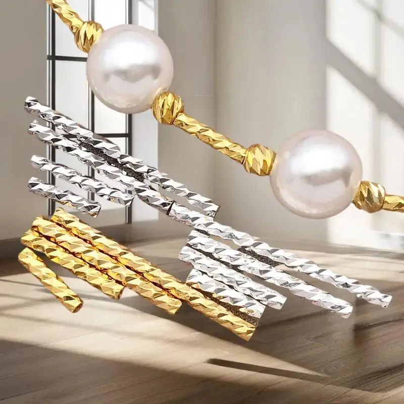 50pcs 18K Copper Plated True Golden Thick Silvery Platinum Batch Flower Connection Tube, DIY Bracelet Jewelry Making Accessories