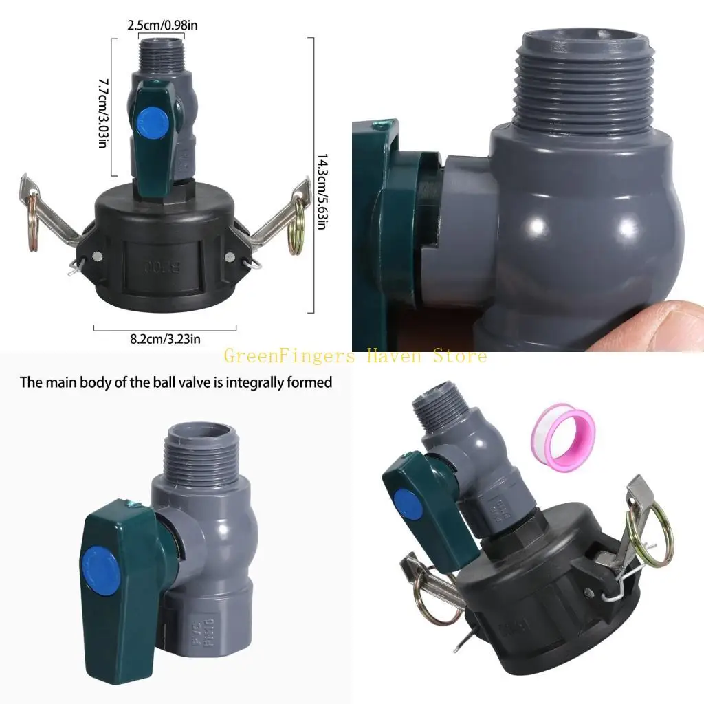 F68D Sturdy IBC Container Hose Adapter Converts 2Inch to 3/4Inch for Easy Use