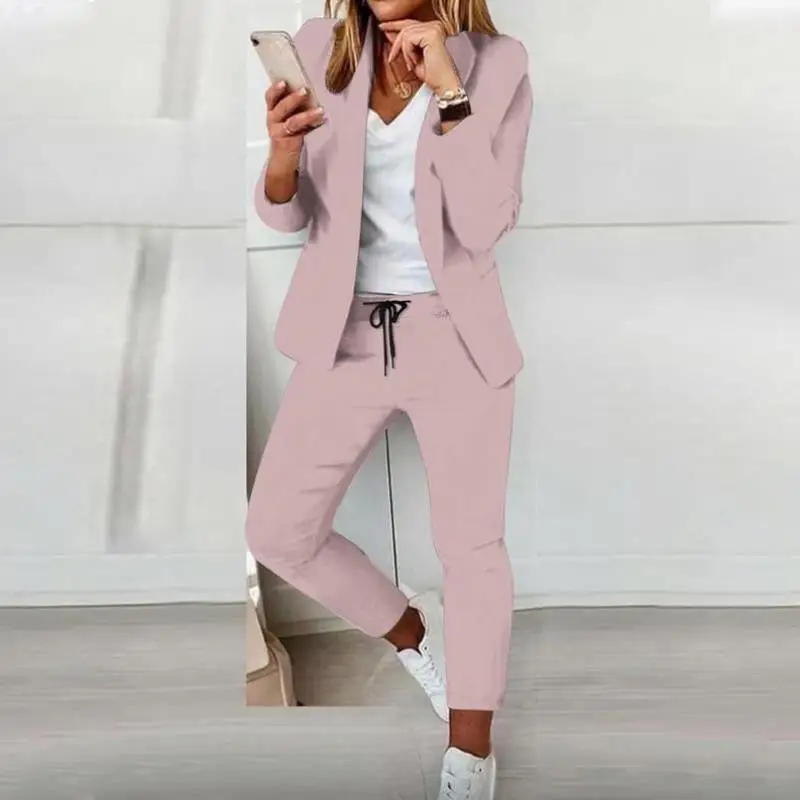 

Busin Casual Women's Two-Piece Set Autumn Season ort Sve T-irt And orts Pants Cross-Border Comfortable Faion