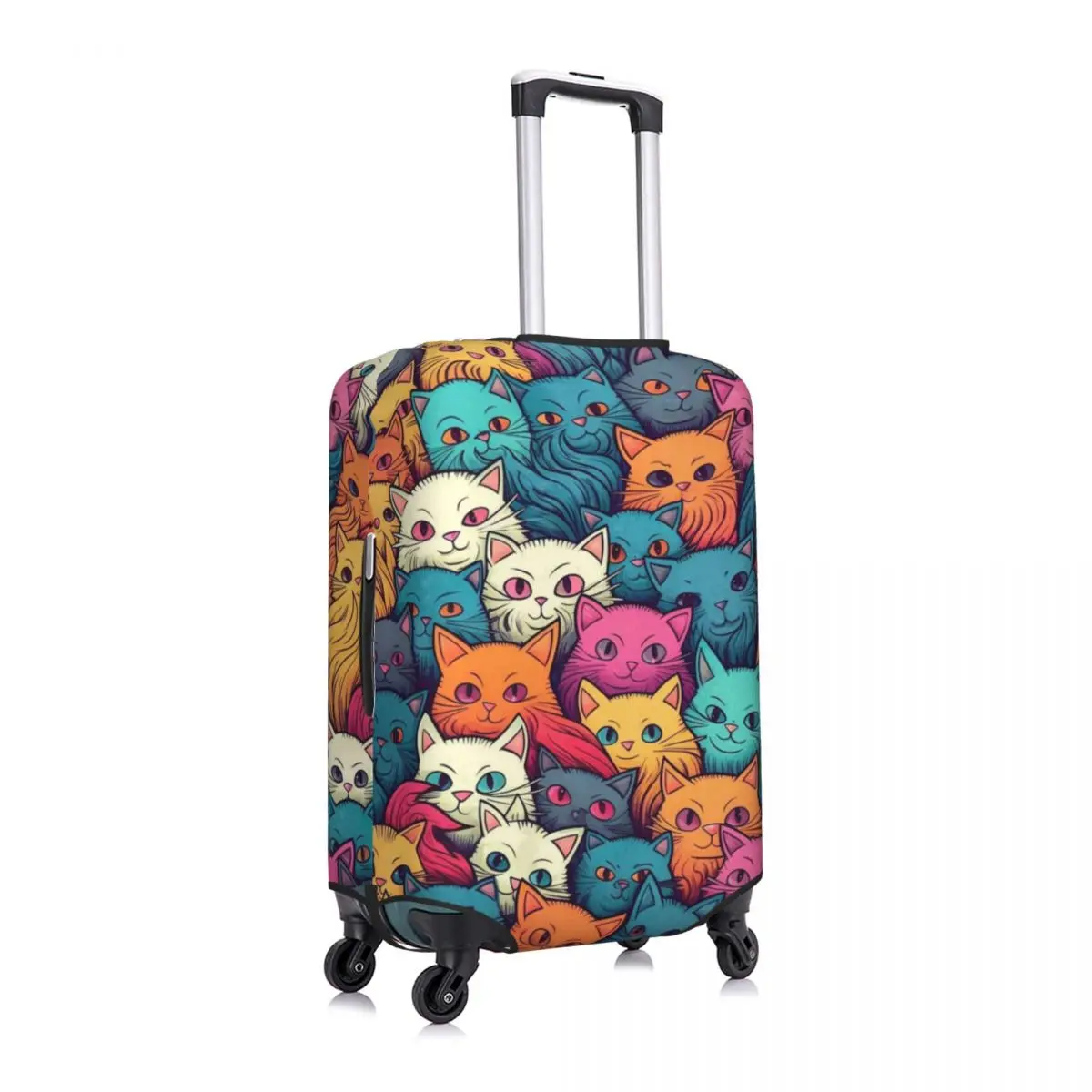 Funda de maleta Bunch Cats, Protector de equipaje elástico de animales coloridos para vacaciones, viaje de crucero