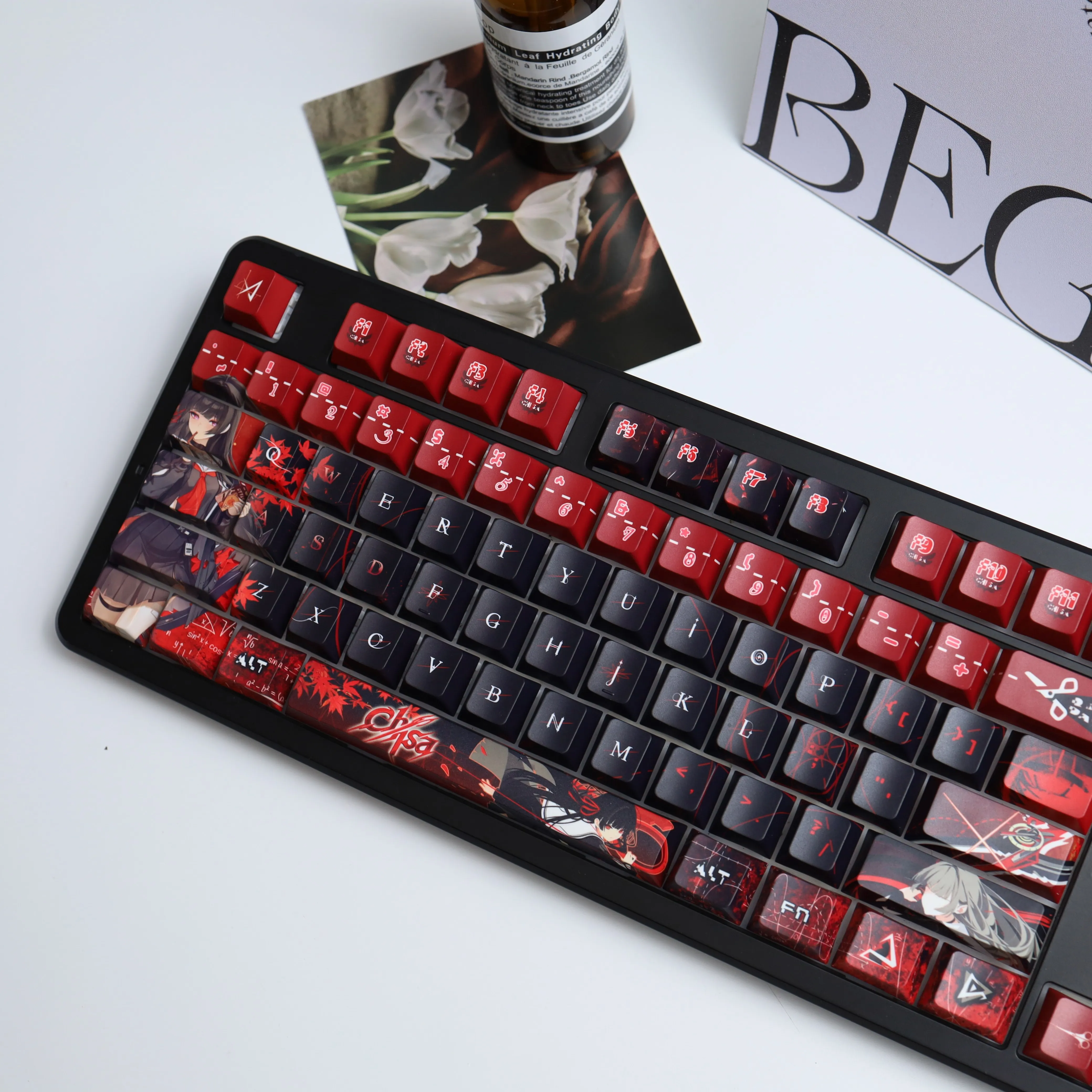 120 Keys Kuchiba Chisa  Keycap Wuthering Waves  Keycaps Game Key Cap PBT DYE-Sub Cherry Profile for Made68 Mad68 Wooting 60
