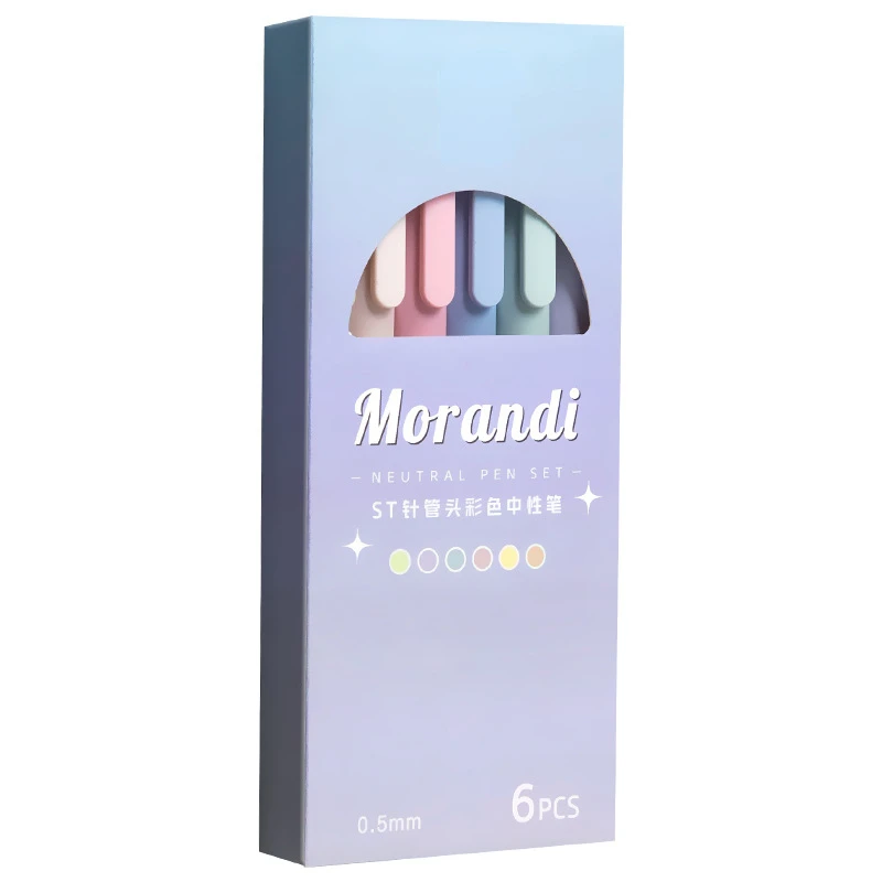 6 buah pulpen Gel warna Morandi Set pulpen menulis isi ulang tinta 0.5mm aksesoris kantor perlengkapan alat tulis Kawaii