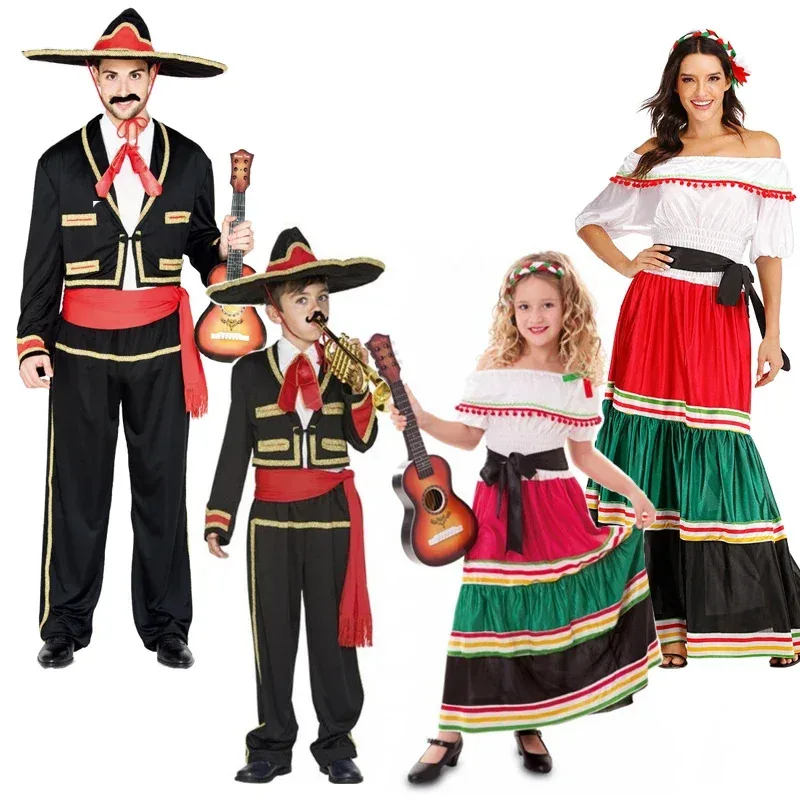 

Halloween Costume Mexican Costume Adult Traditional Senorita Costume Men Matador Cosplay Kids Mexican Fancy Dress Cosplay