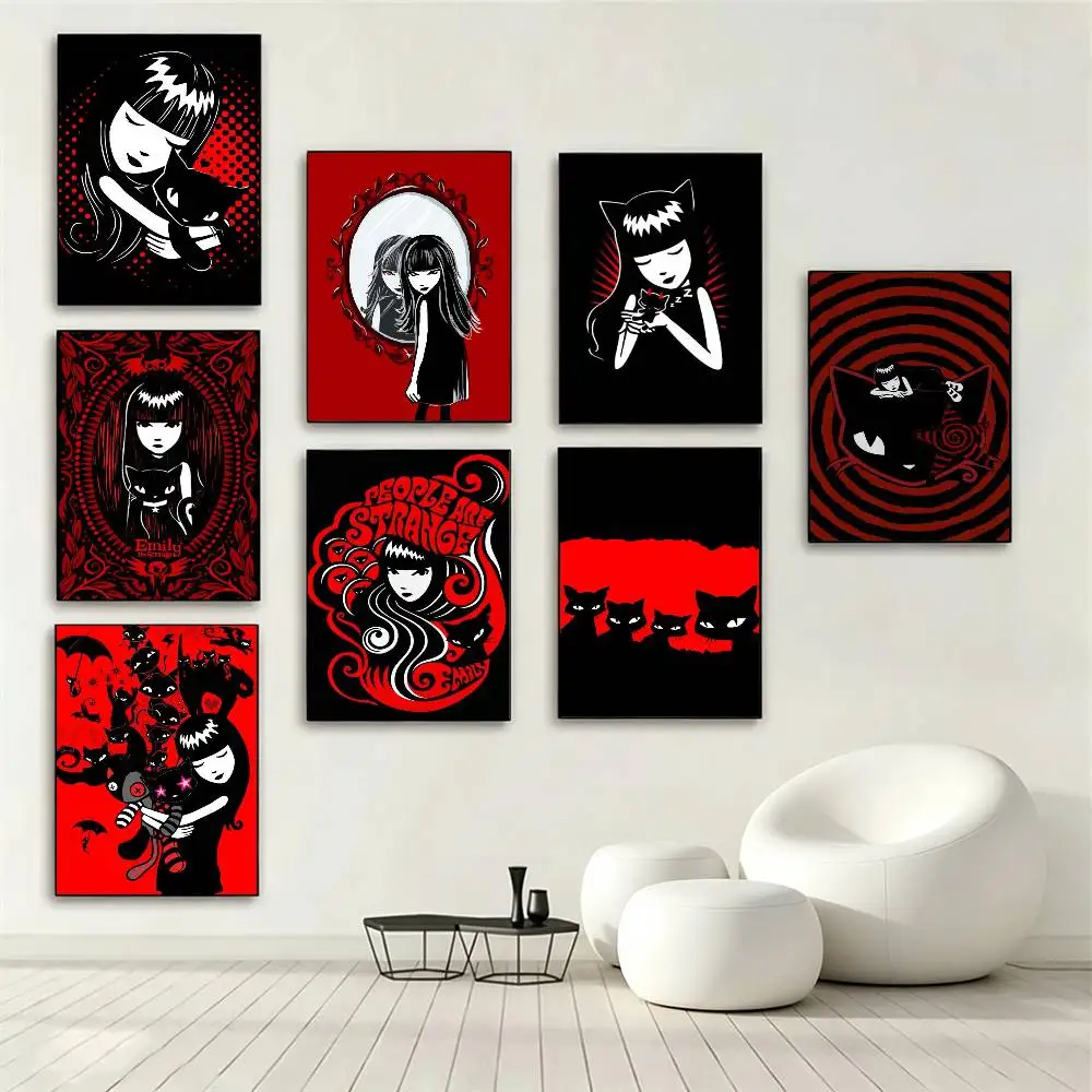 Emily the Strange  Poster Waterproof Wall Art Sticker For Bar Living Room Vintage Decor High Quality Print Gift
