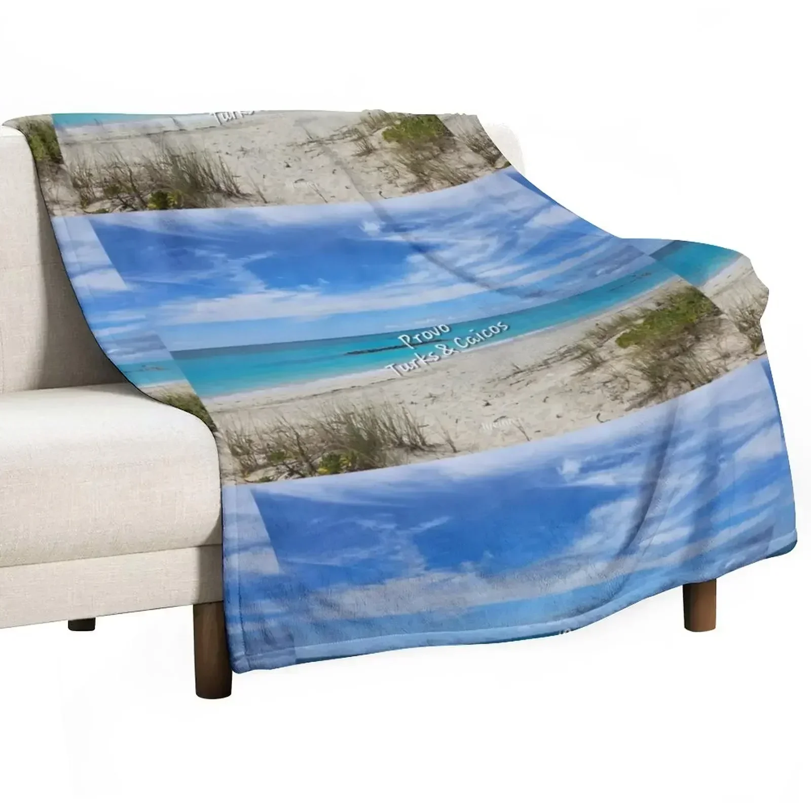 

Blue Skies White Sand Throw Blanket Warm Plush Fuzzy Blanket for Living Room