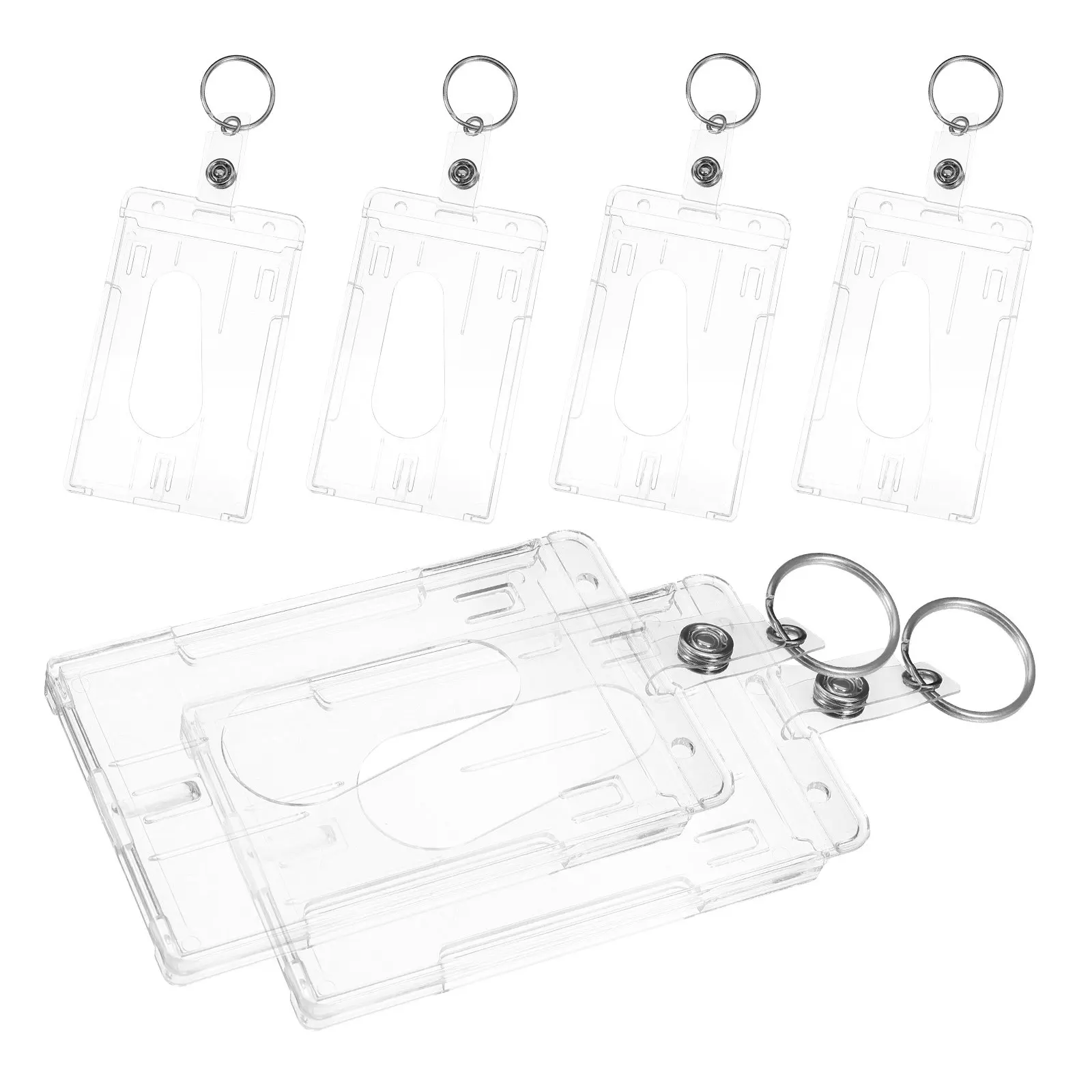 

6 шт. портативных чехлов для бейджей и ID-карт из утолщенного поликарбоната с выемкой для большого пальца, универсальные, для деловых именных бейджей
