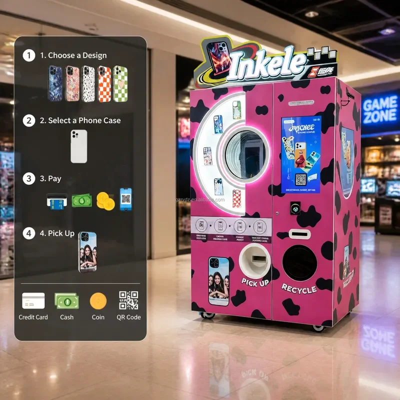 for Ruiying Automatic Phone Case Print Vending Machine Self Service DIY Custom Kiosk for Shopping Malls Multi Payment Support