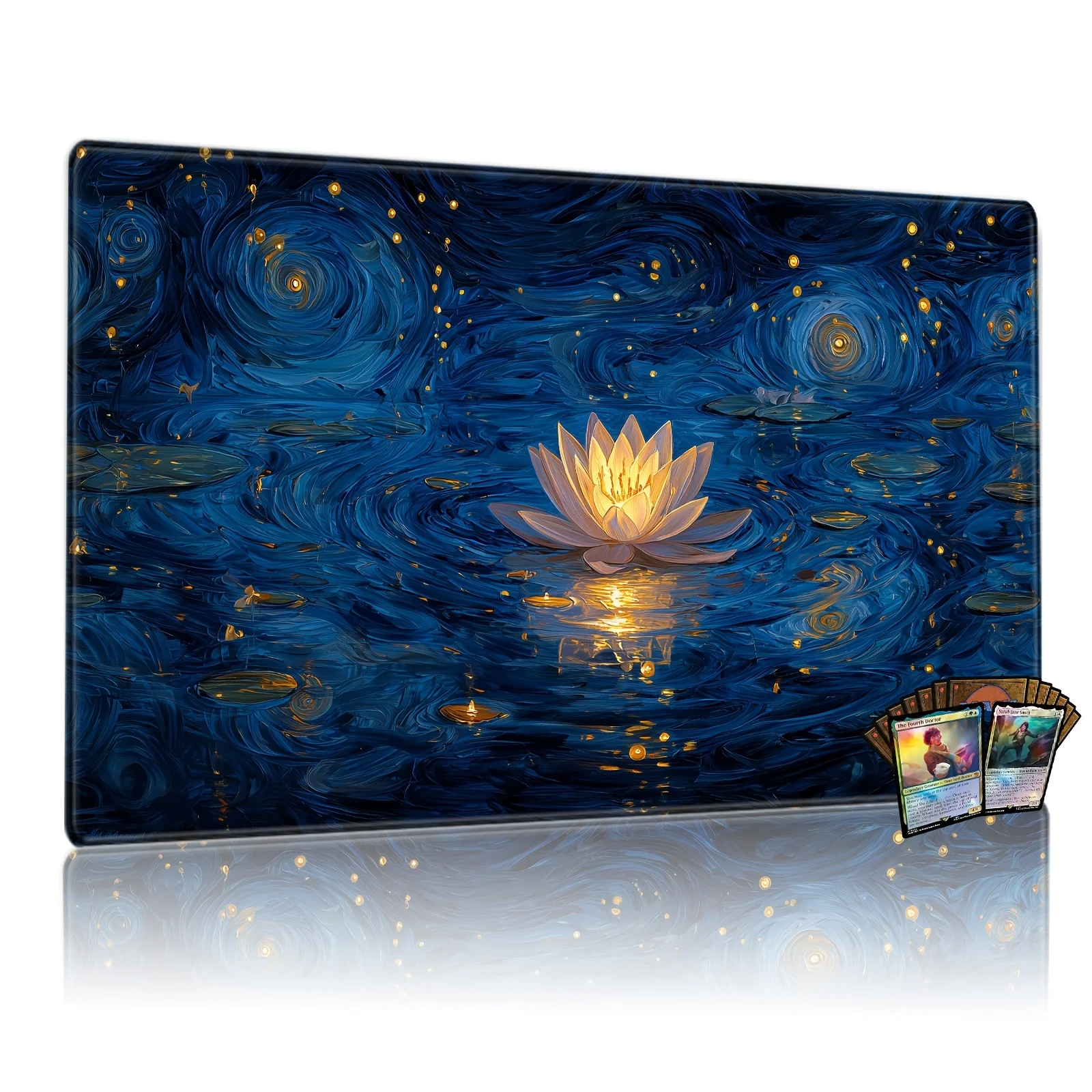 

Starry Night for Lotus Flower Design Magic Party Game Mat Durable Rubber for MTG&TCG Games 35X60cm Mouse Pad Offices Desk Mats