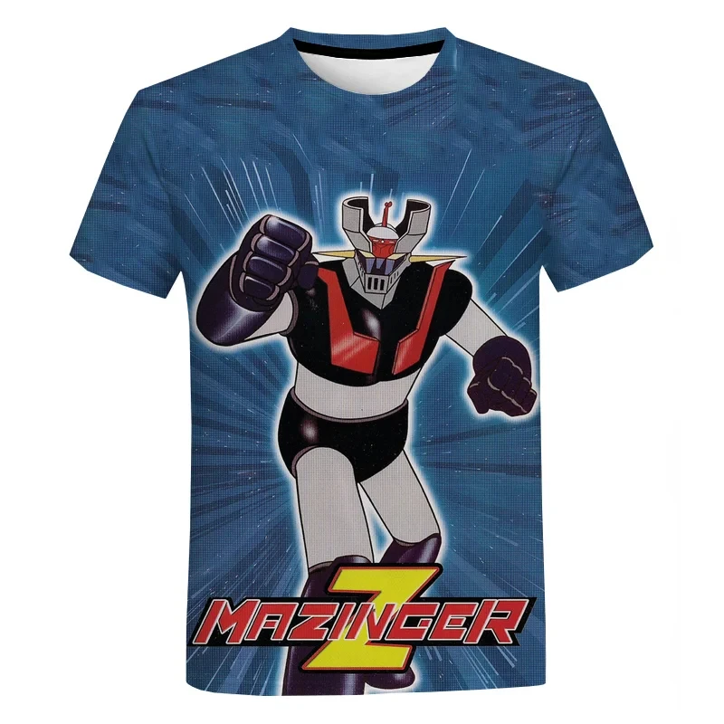 Men\'s Mazinger Z T-Shirts Summer Anime Robot 3D Print Streetwear Women Fashion Oversized Short Sleeve T Shirt Kids Tees Clothing