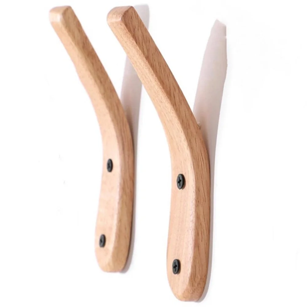 2Pc Oak Wood Coat Wall Mounted Vintage Single Hook Hat Rack Towel Hanger Wood Wall Organizer Hook Decorative For Home Bar Hotel