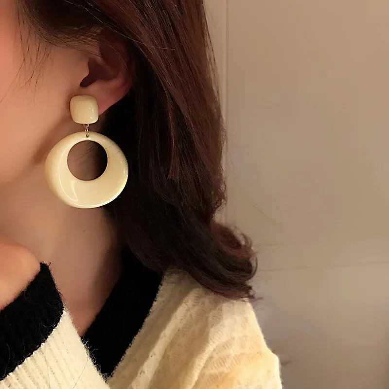 Fresh Color Dangle Earrings Geometric Square Round Drop Earrings Spring Summer Women\'s Earrings Daily Clothing Ear Accessories