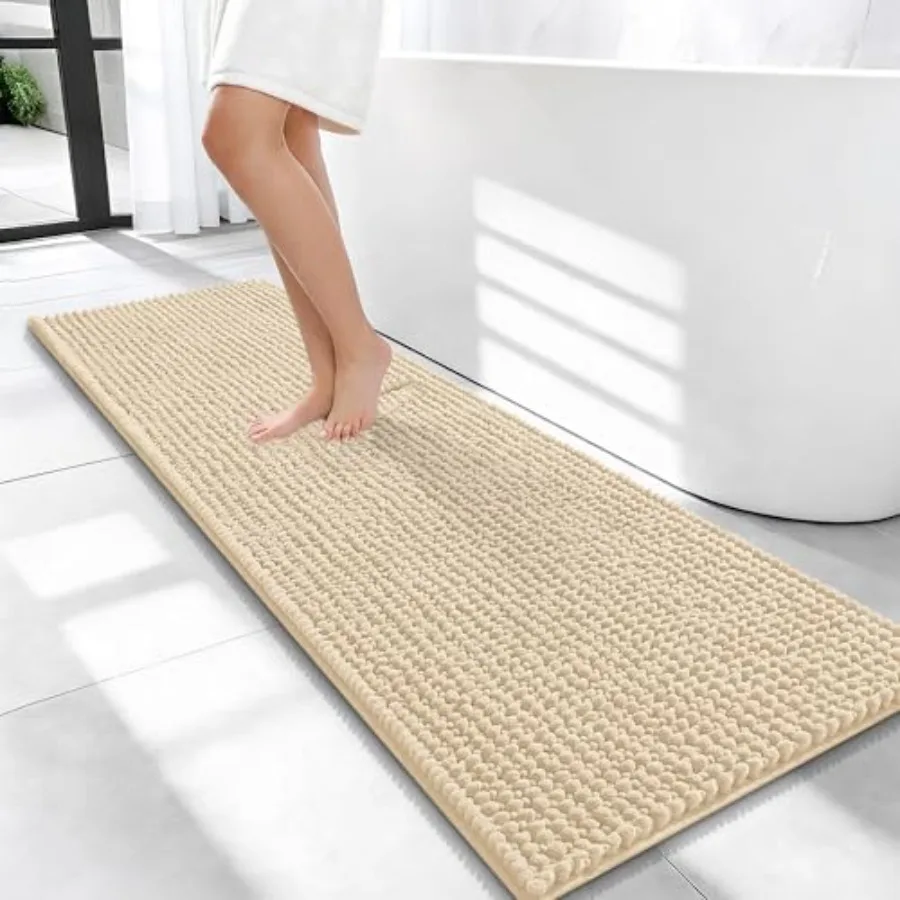 

Thick Bathroom Runner Rugs 47x17 Extra Soft Absorbent Chenille Bath Rugs Rubber Backing Machine Wash Dry Long Bath Mats for Bat