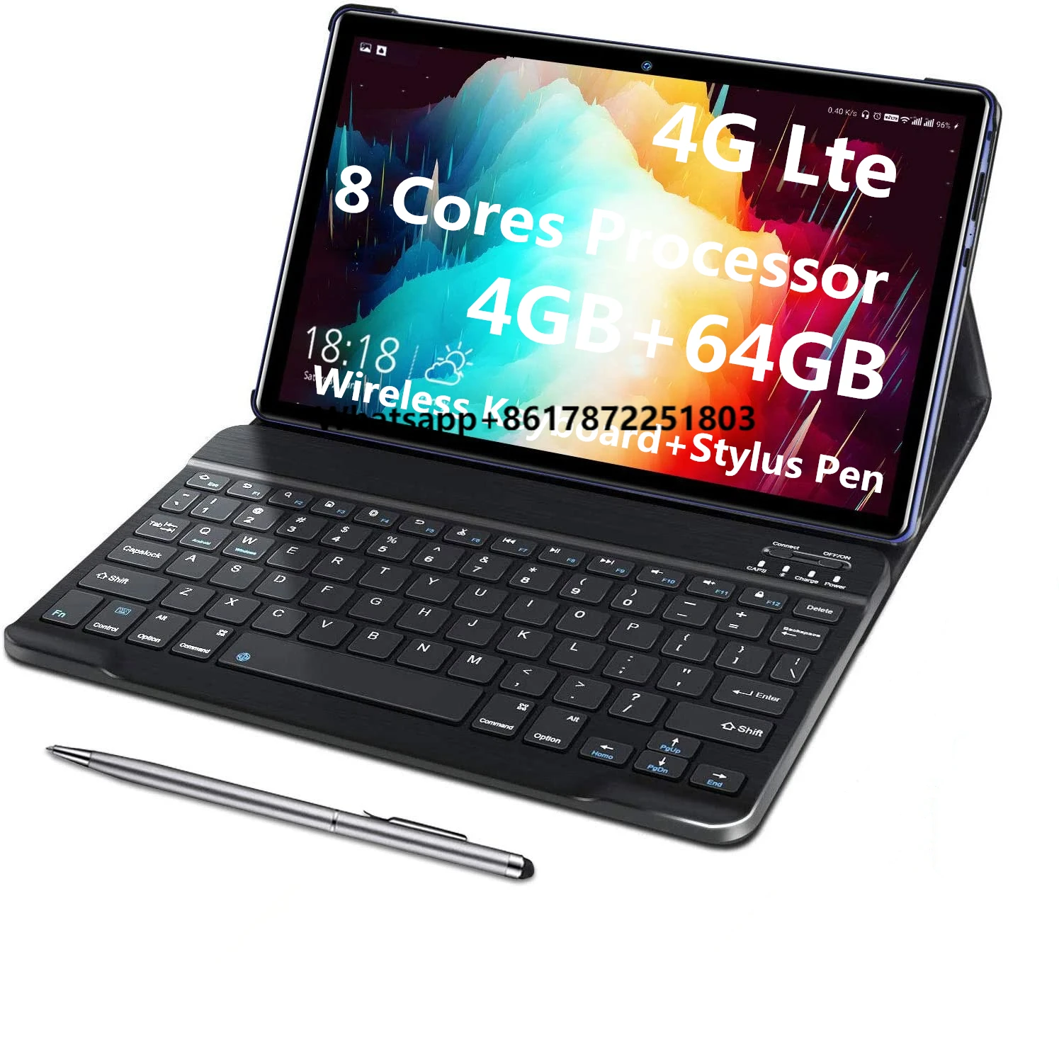 Sinceyouth Tablets 10.1 Inch 2 in 1 Octa-Core Tablet with Keyboard 4+64GB Storage,1280*800 IPS HD Display,8MP Dual SIM