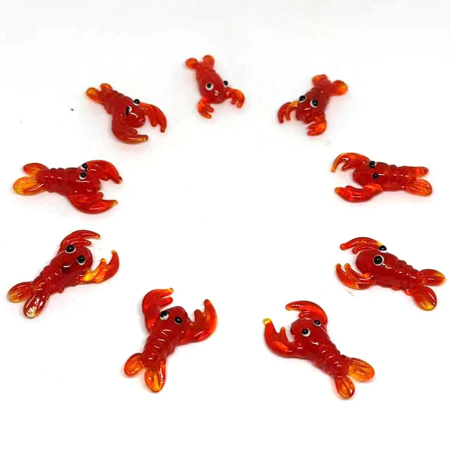 2pcs Small Crab Lobster Glass Beads Hand Perforated Spacer Beads for Jewelry Making DIY Bracelet Pendant Earrings Necklace