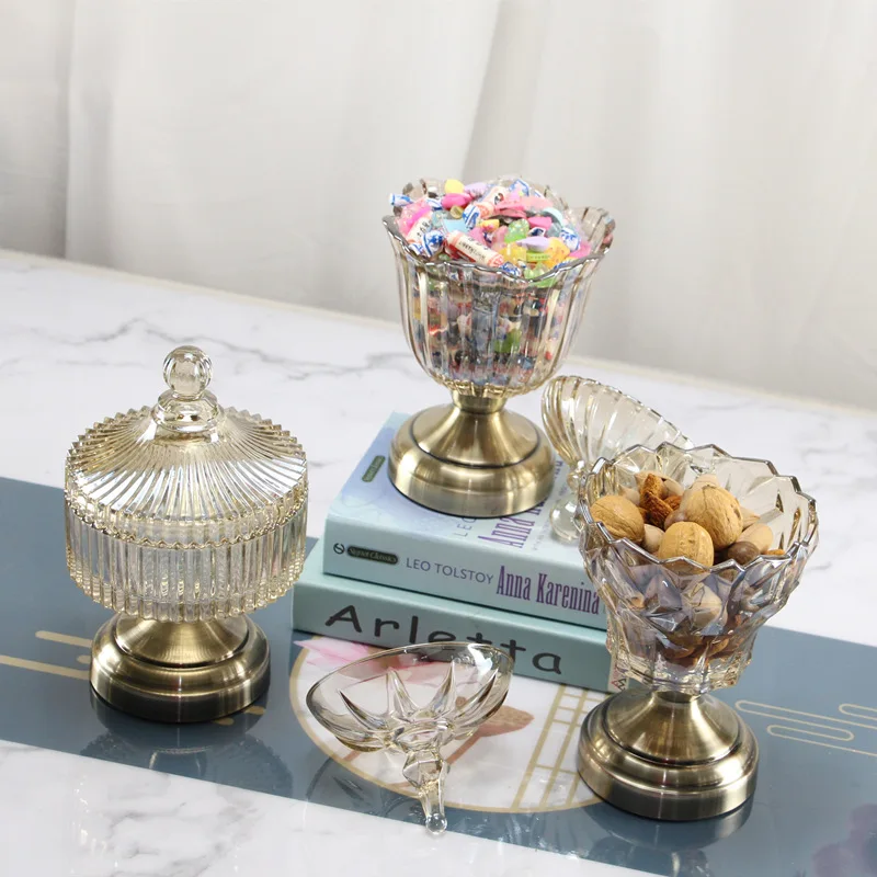 Crystal Glass Candy Jar Large Capacity Snack Boxes Fashionable Living Room Decorations Containers Storage Bottles