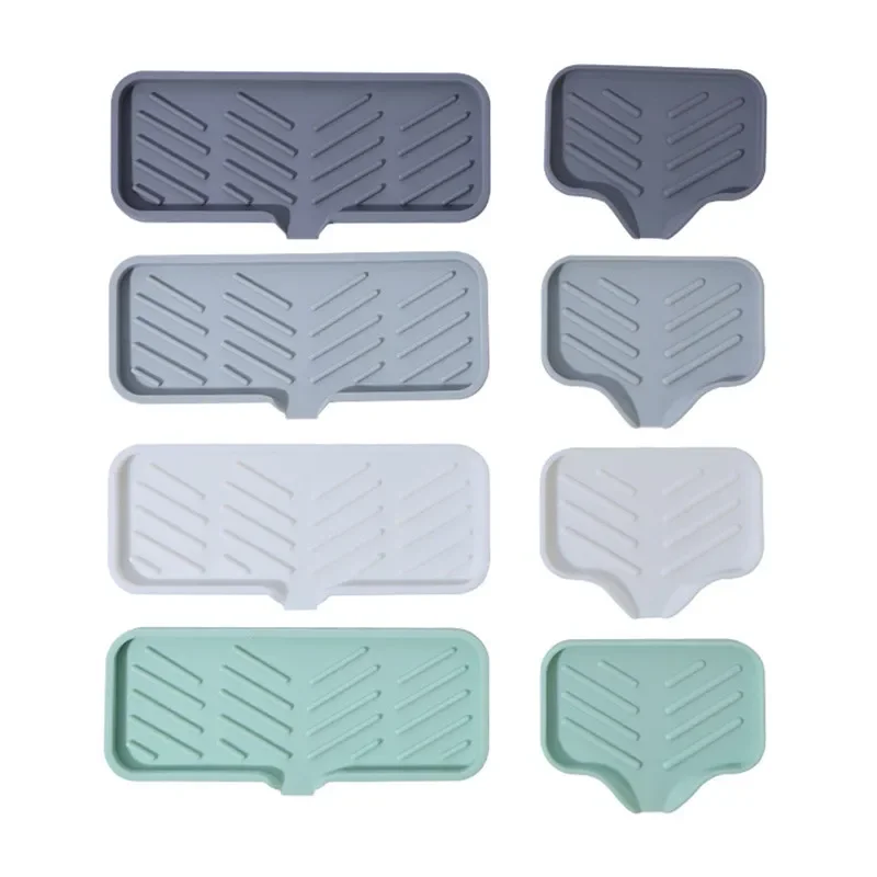 Silicone Faucet Mat Kitchen Sink Tray Soap Dispenser Sponge Drain Pad Sink Splash Drying Mat Countertop  Tray Soap Tray Strainer