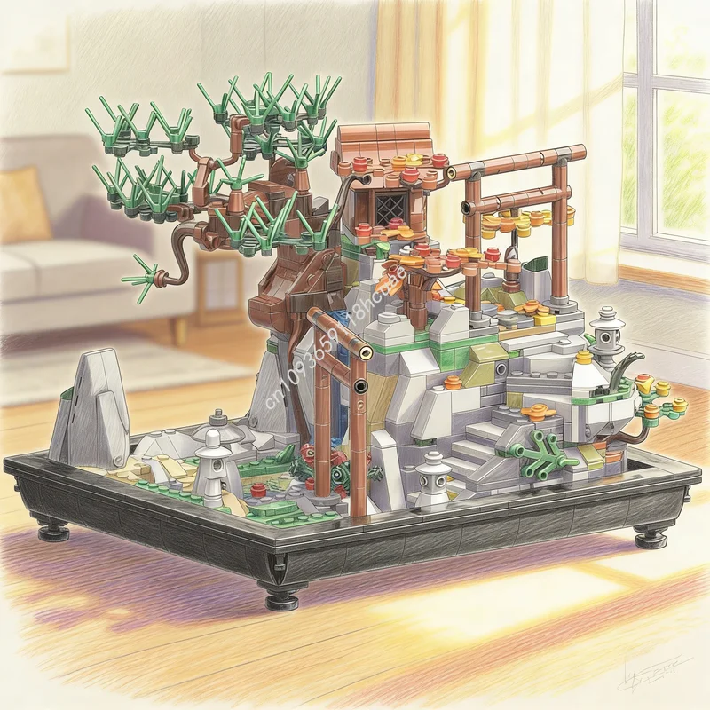 

1155pcs MOC Japanese Potted Shrine Creator Expert Model Building Blocks Architecture Toys Christmas Gifts Idea Education Brick