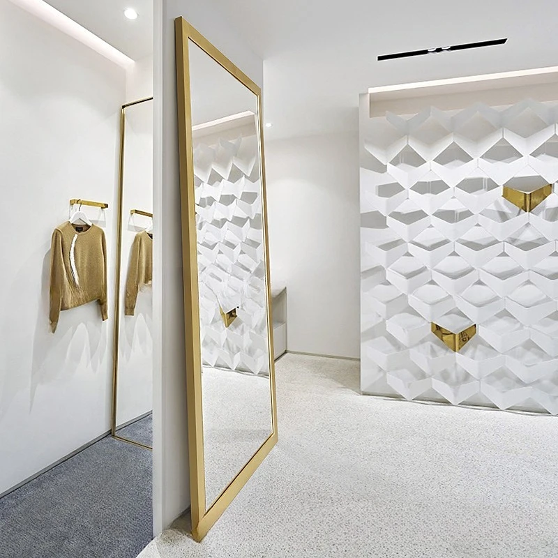 

Wedding shop full-body mirror, makeup, simple, standing, brass light luxury floor-to-ceiling full-length mirror