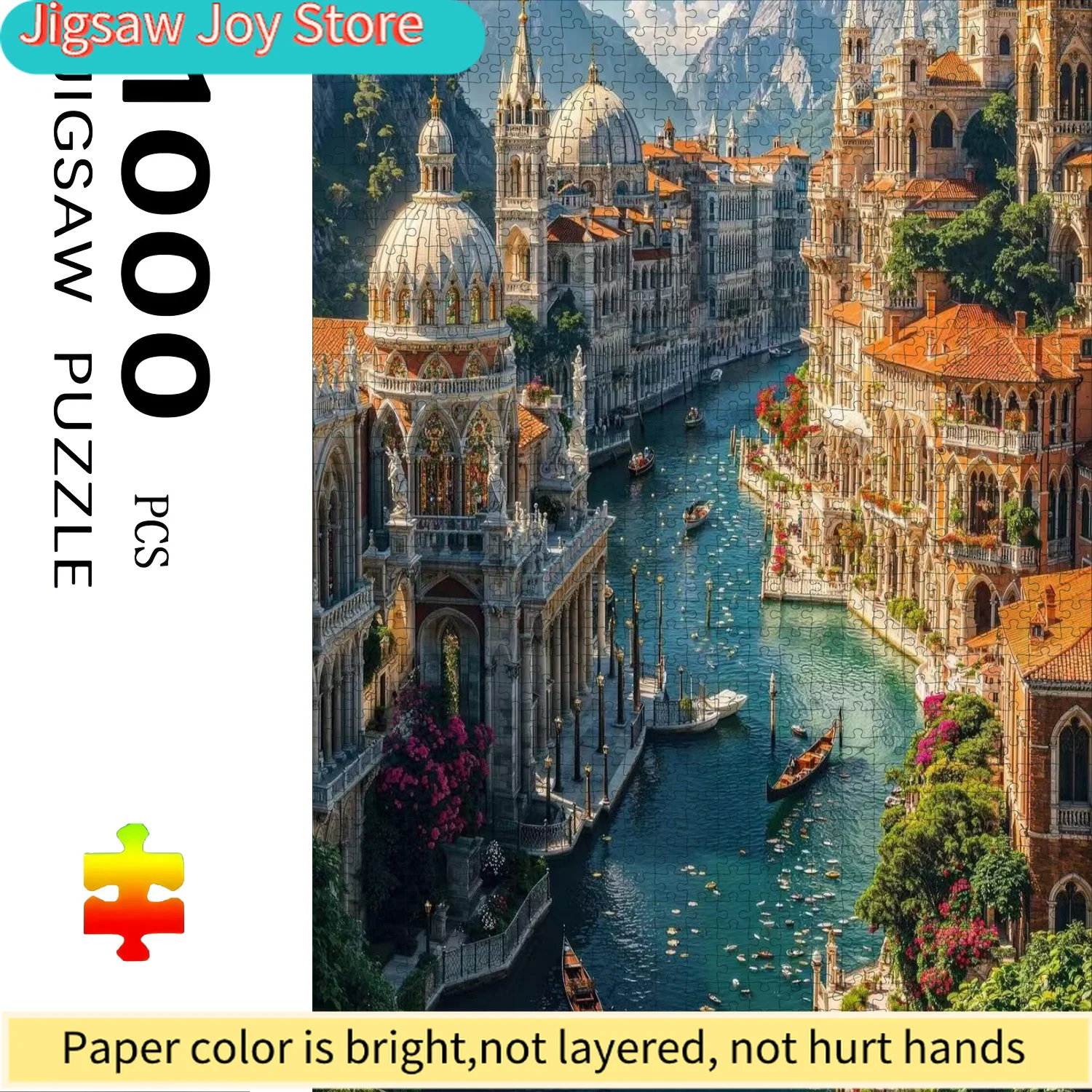 Large Jigsaw Puzzle - Venice Italy Grand Canal & St. Mark'S Basilica, Challenging & Family Puzzle with Vibrant Colors, Durabl