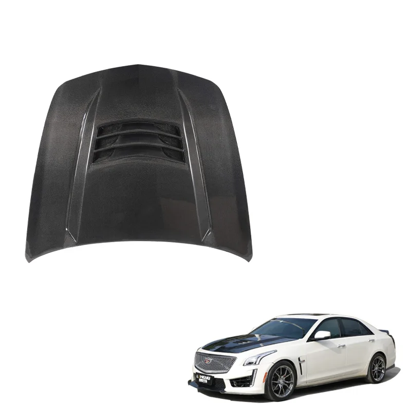 

14-19 Car Tuning Parts Engine Cover Carbon Fiber Front Bonnet For CTS III Upgrade V Style Engine Bonnet Hood