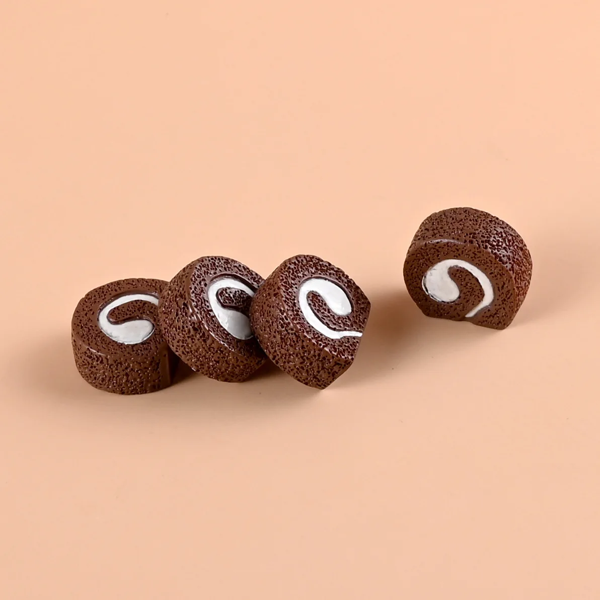 4PCS Simulated Physical Toys 3D Sponge Cake Swiss Rolls Resin Accessories Cream Glue DIY Hair Clips Headpieces for Women Girls