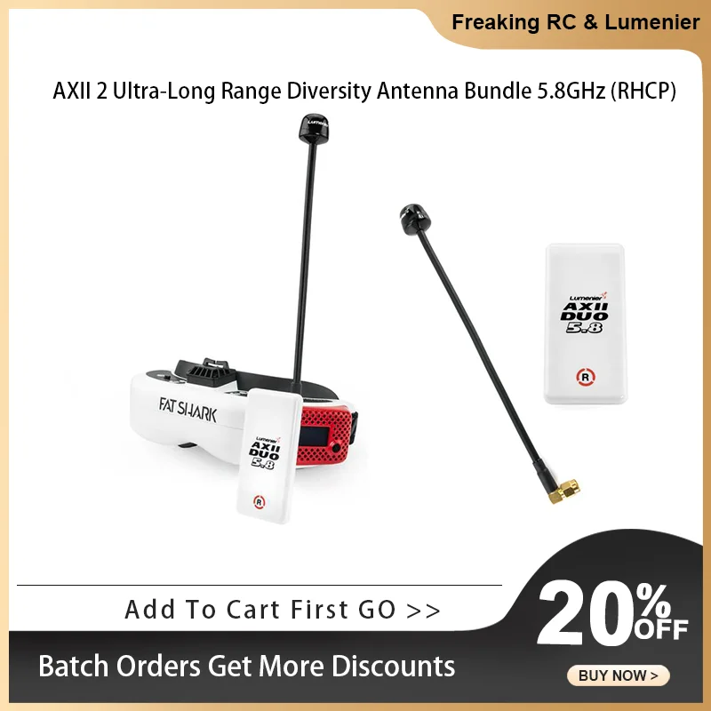 Lumenier AXII 2 Ultra-Long Range Diversity Antenna Bundle 5.8GHz (RHCP)