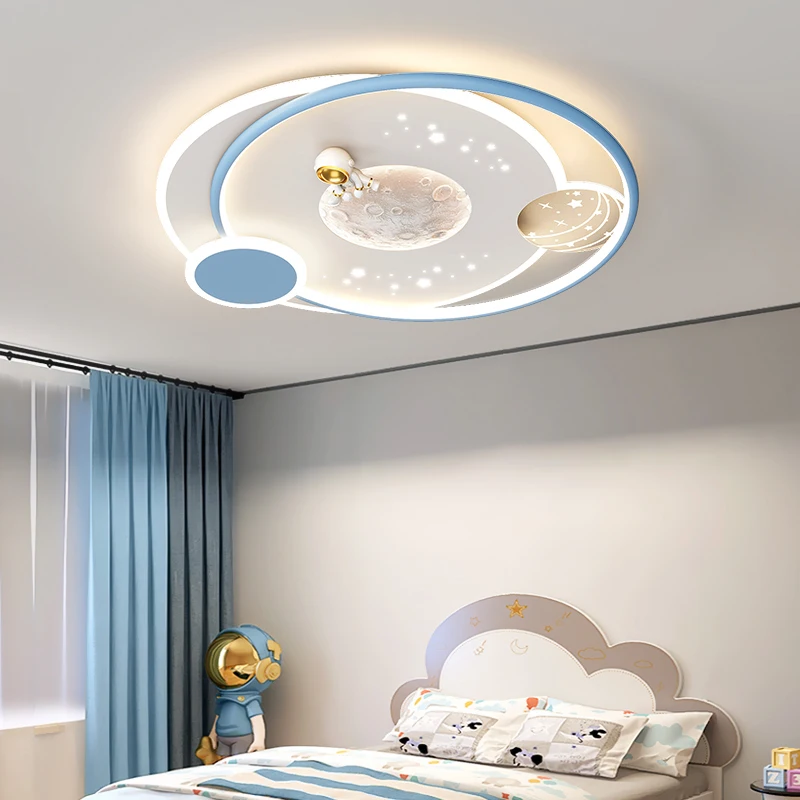 Imagem -03 - Luminária de Teto Moderna Minimalista para Quarto de Criança Lâmpada de Iluminação para Meninos e Meninas Redonda Rosa e Azul Decoração de Casa