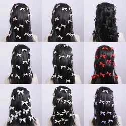 15Pcs 솔리드 컬러 머리 활 작은 미니 Bowknot 헤어 클립 달콤한 머리 리본 핀