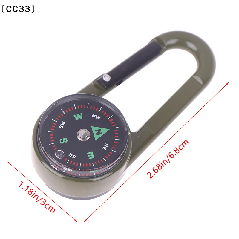 Picture 7: 3 In 1 Double Sided Mini Compass Carabiner Keychain With Compass Thermometer Outdoor Hiking Survival Zinc Alloy Key Ring〔CC33〕