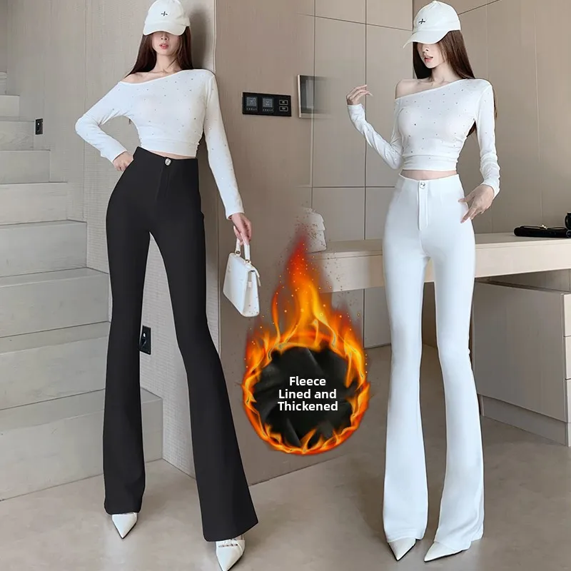 ハイウエストスリムフィット Thiened Fce レディース秋冬フレアパンツカジュアルパンツ弾性スーツ Sle Bell Bot
