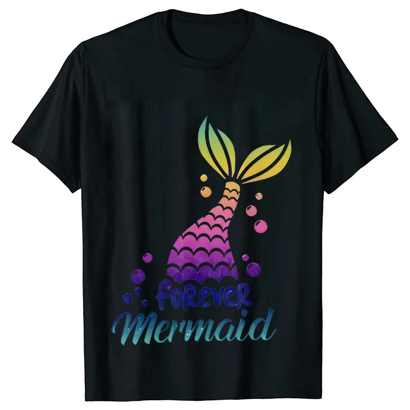 Fashion Mermaid Birthday Tees Matching Family Graphic Y2k Tops Birthday Party T-shirt Streetwear Unisex Kids Harajuku Clothing