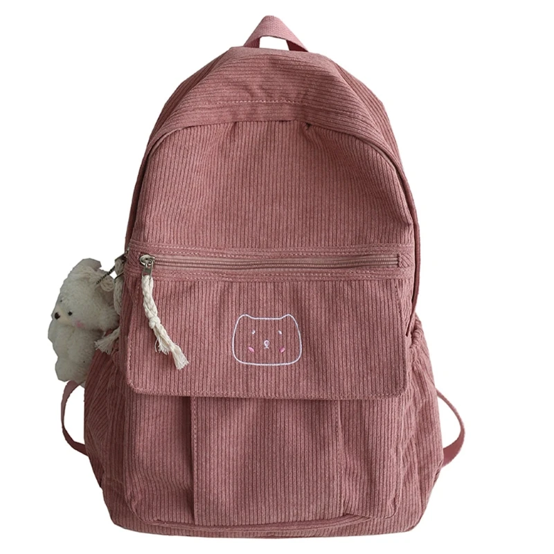 Śliczny sztruksowy plecak damski jednolitym kolorze tornister dla studentek dla nastoletnich dziewcząt podróżne torby na ramię