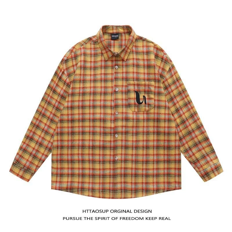 SVETLIN High Quality EU US Size Casual Shirt Streetwear American Hip-Hop Plaid Letter Long Sleeve Oversize Shirt For Men Women
