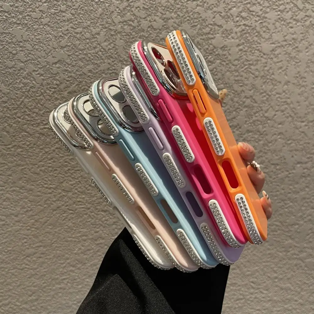 

Fashion Rhinestone Edge Phone Case for iPhone 17 16 15 14 13 Pro Max with Protective Cover