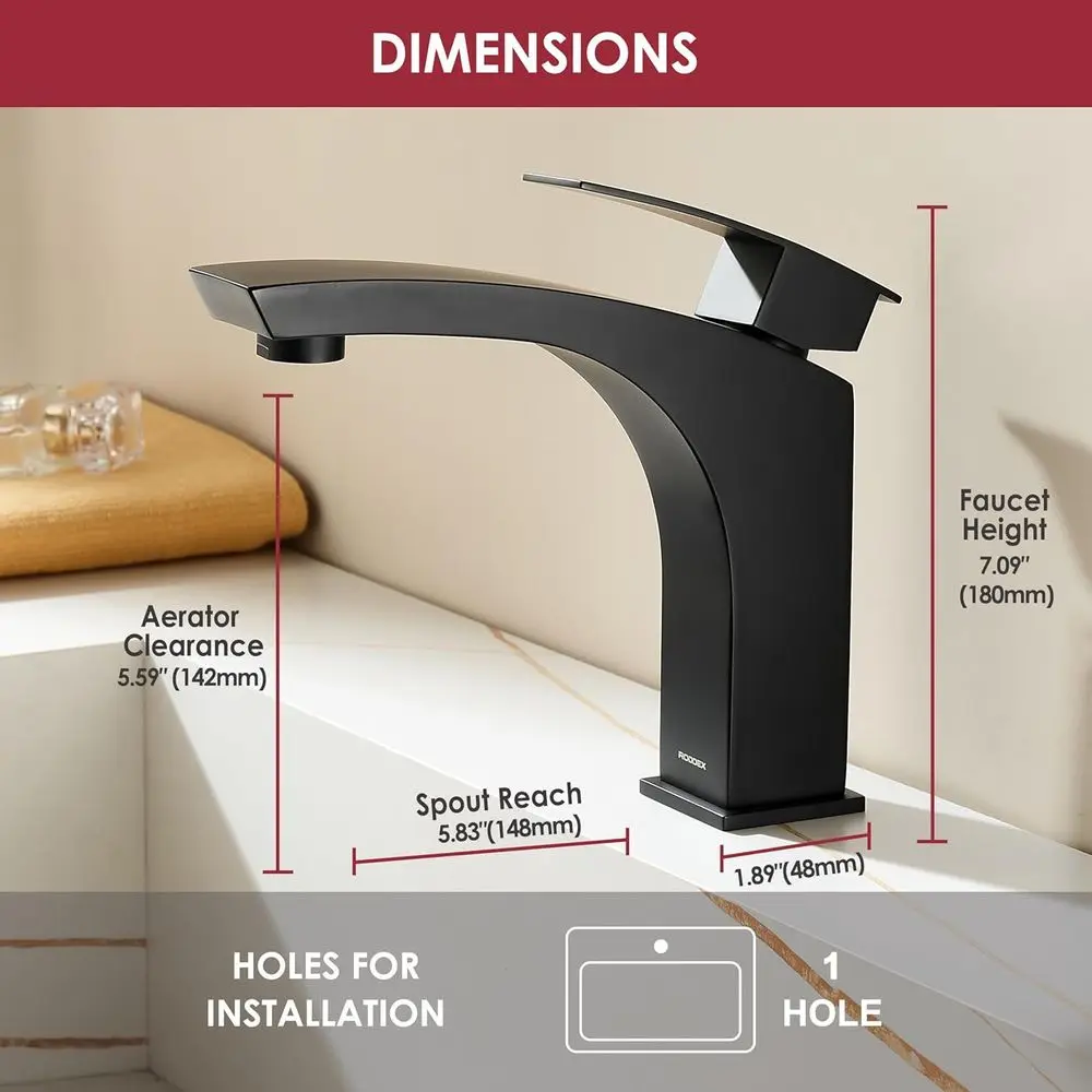 صنبور بمقبض واحد من الفولاذ المقاوم للصدأ باللون الأسود غير اللامع الحديث لحوض الغرور #2