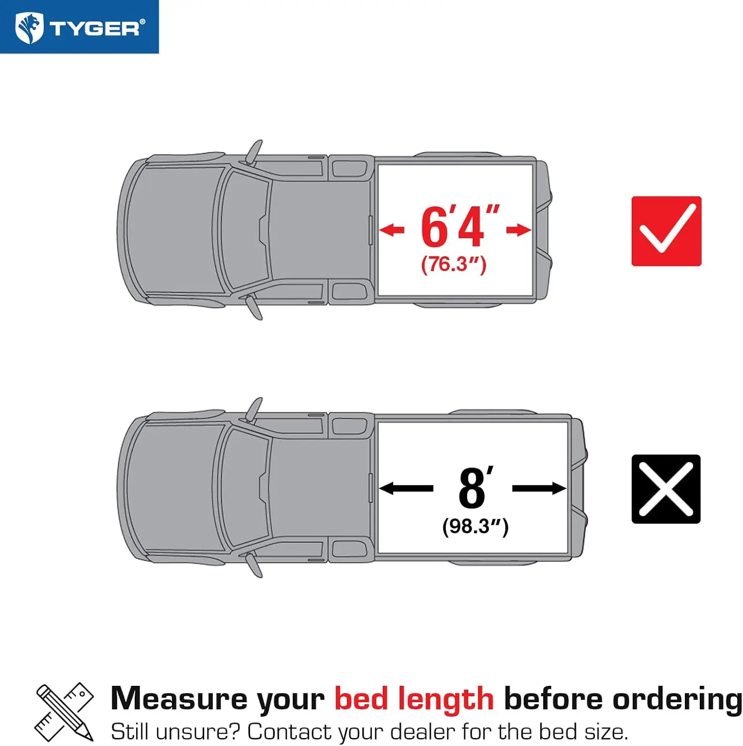 Tyger Auto T1 Soft Roll-up Truck Bed Tonneau Cover Compatible with 2002-2008 Dodge Ram 1500; 2003-2009 2500 3500 | 6'4