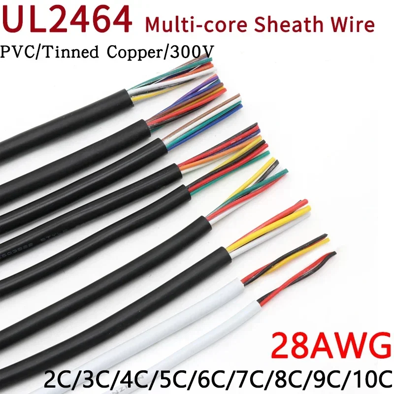 2/5/10M 28AWG UL2464 ummanteltes Drahtkabel Kanal Audioleitung 2 3 4 5 6 7 8 9 10 Kerne isoliertes Kupferkabel Signalsteuerdraht