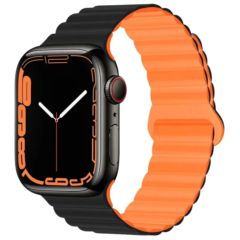 Silicone Strap for Apple Watch Band Ultra 49mm 44mm 45mm 40mm 41mm 42mm Magnetic Sport Watchband IWatch Serise 9 8 7 6 5 4 3 SE