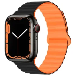 애플 워치 밴드용 실리콘 스트랩, 울트라 49mm, 44mm, 45mm, 40mm, 41mm, 42mm, 마그네틱 스포츠 워치 밴드, 아이워치 시리즈 9, 8, 7, 6, 5, 4, 3 SE