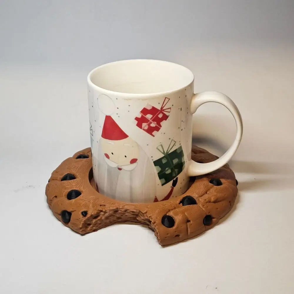 3D Simulation Chocolate Chip Cookie Coaster Heat Resistant Absorbent Material Mug Coaster Bite Mark Detail Cup Holder Coaster