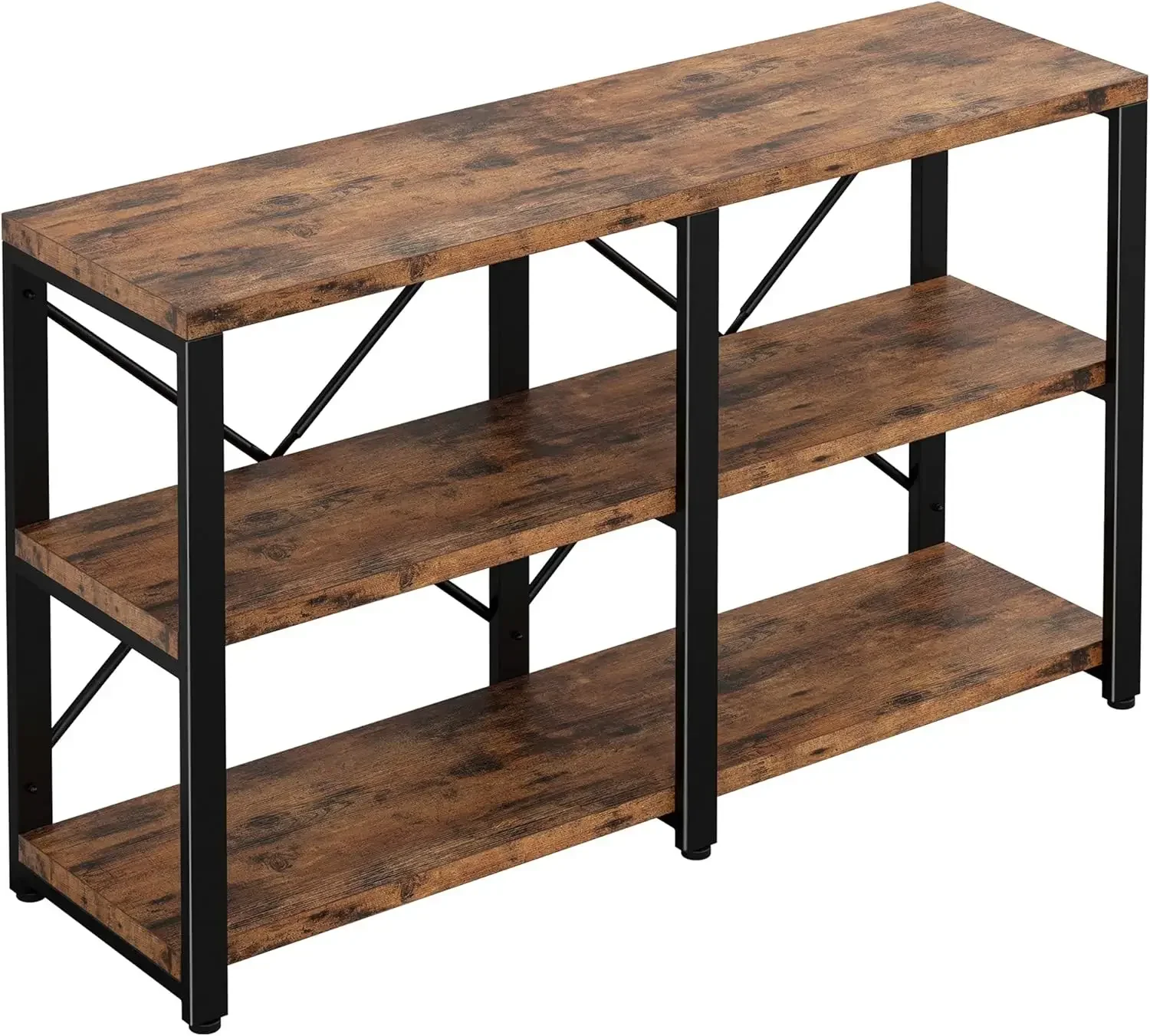 Rustic Entryway Console Table, Long Hallway Table 47in 3-Tier, TV Stand Entertainment Center Media Stand for Living Room