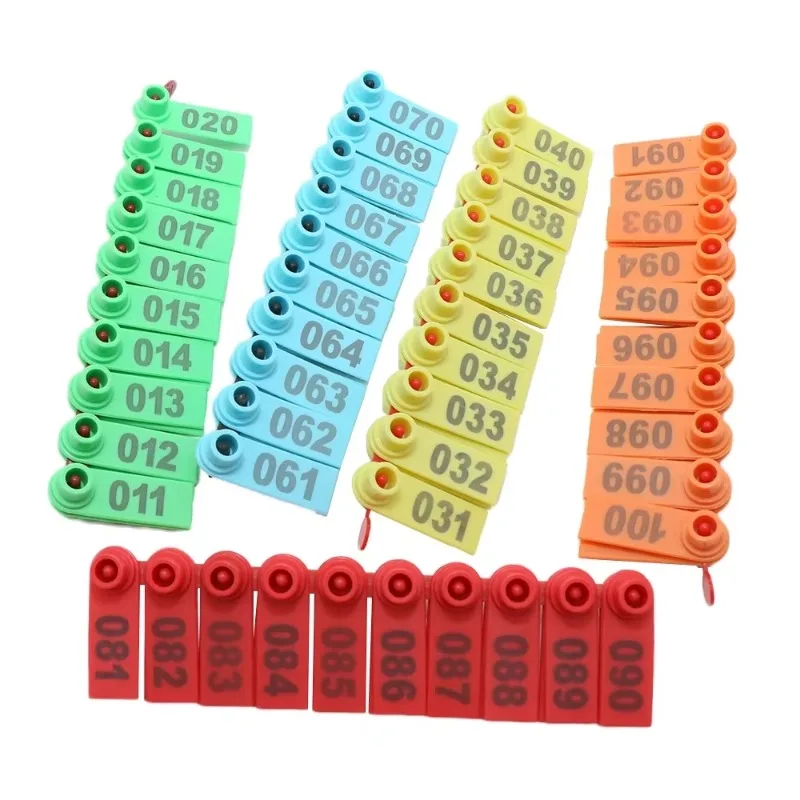 Factory Price TPU Material New  Animal Ear Tag 001-100 Numbers Orange Farm Equipment for Cattle Sheep Goat
