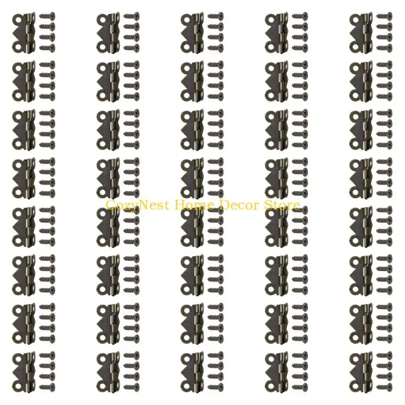 92MF Antique Decorative Furniture Small Hinges Butterfly Shape Small Hinges For Jewelry Box Restoration And Craft Making
