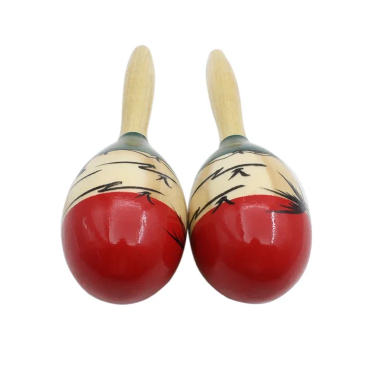 1 paar Farbe Holz Maracas Holz Tropical Party Percussion Shaker Holz Sand Hammer Musical Party Kind Baby Shaker Geschenke – Detail 4