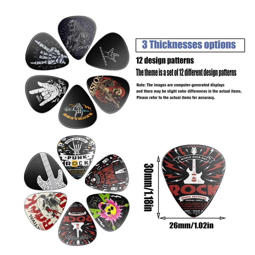 12 Pieces Guitar Picks 0.46mm 0.71mm 0.96mm Plectrum 6 Thickness ABS Premium for Acoustic Electric Guitar Bass Ukulele - view 6