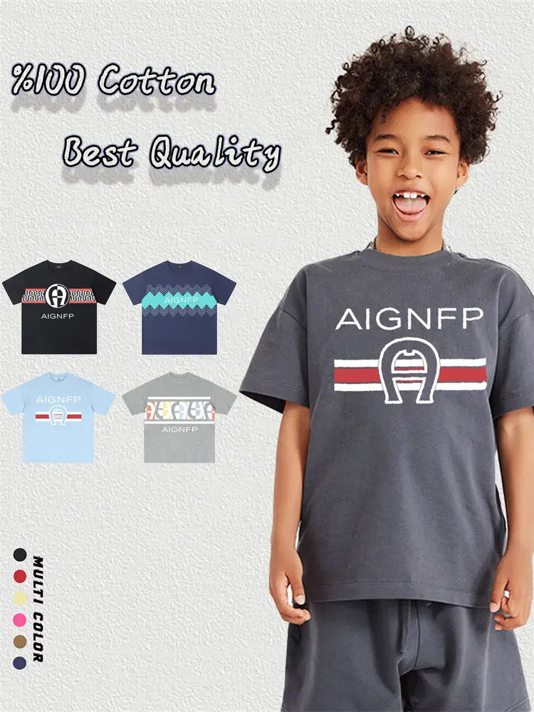 

Hot Sale Kids Tees Boys Clothes Summer Casual Wear Fashion Short sleeve Stripe Letter Print Tops Children's T-shirt Half sleeve