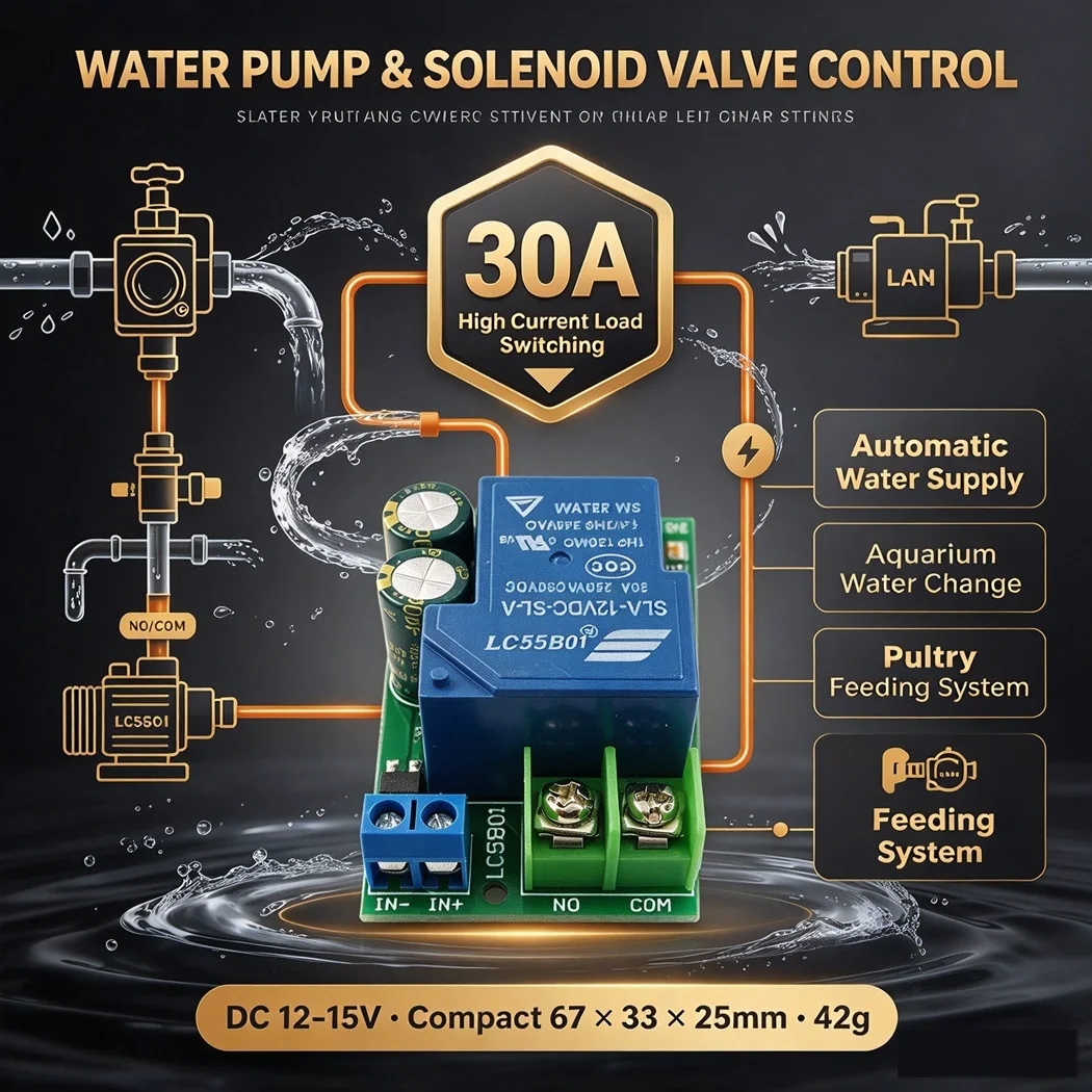 Liquid Level Controller Module DC12-15V AC9-12V 30A Water Level Sensor Switch for Water Tank Aquarium Pump