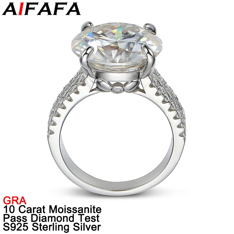 

Real D Color 10 Carat Moissanite Rings Plated Pt950 Sparkle Moissanita S925 Sterling Silver Fine Jewelry Pass Diamond Test GRA