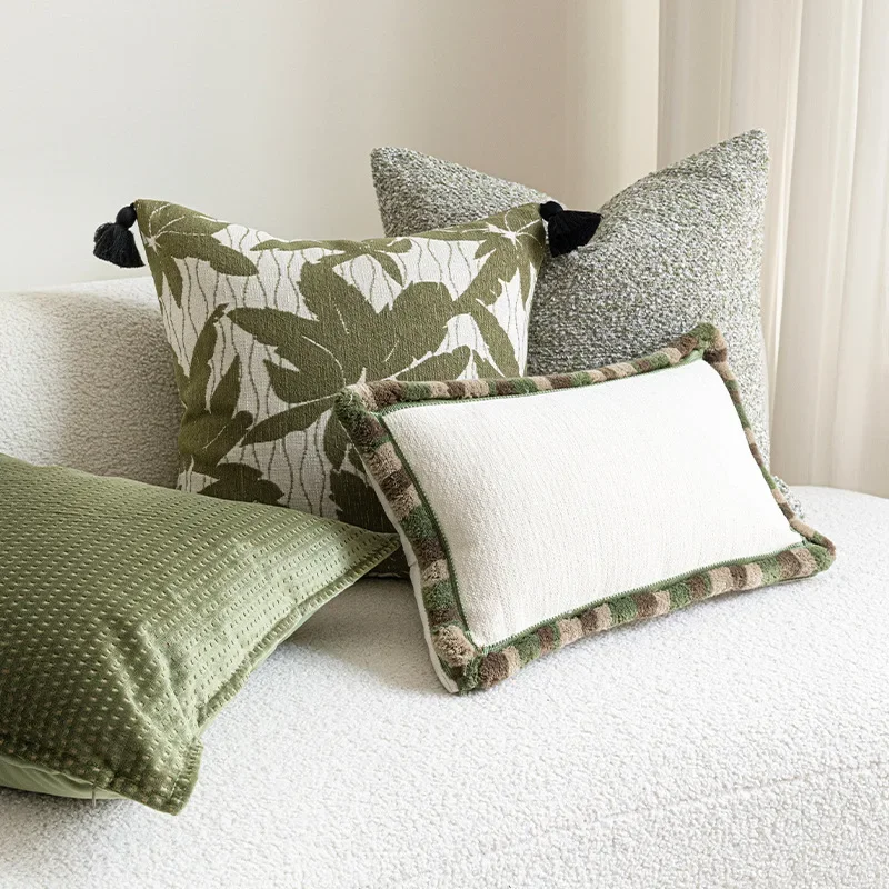 30X50/45X45/50X50CM Green French Throw Pillow Cover homestay Simple Waist Cushion Cover Decor Home Decorative Pillowcase