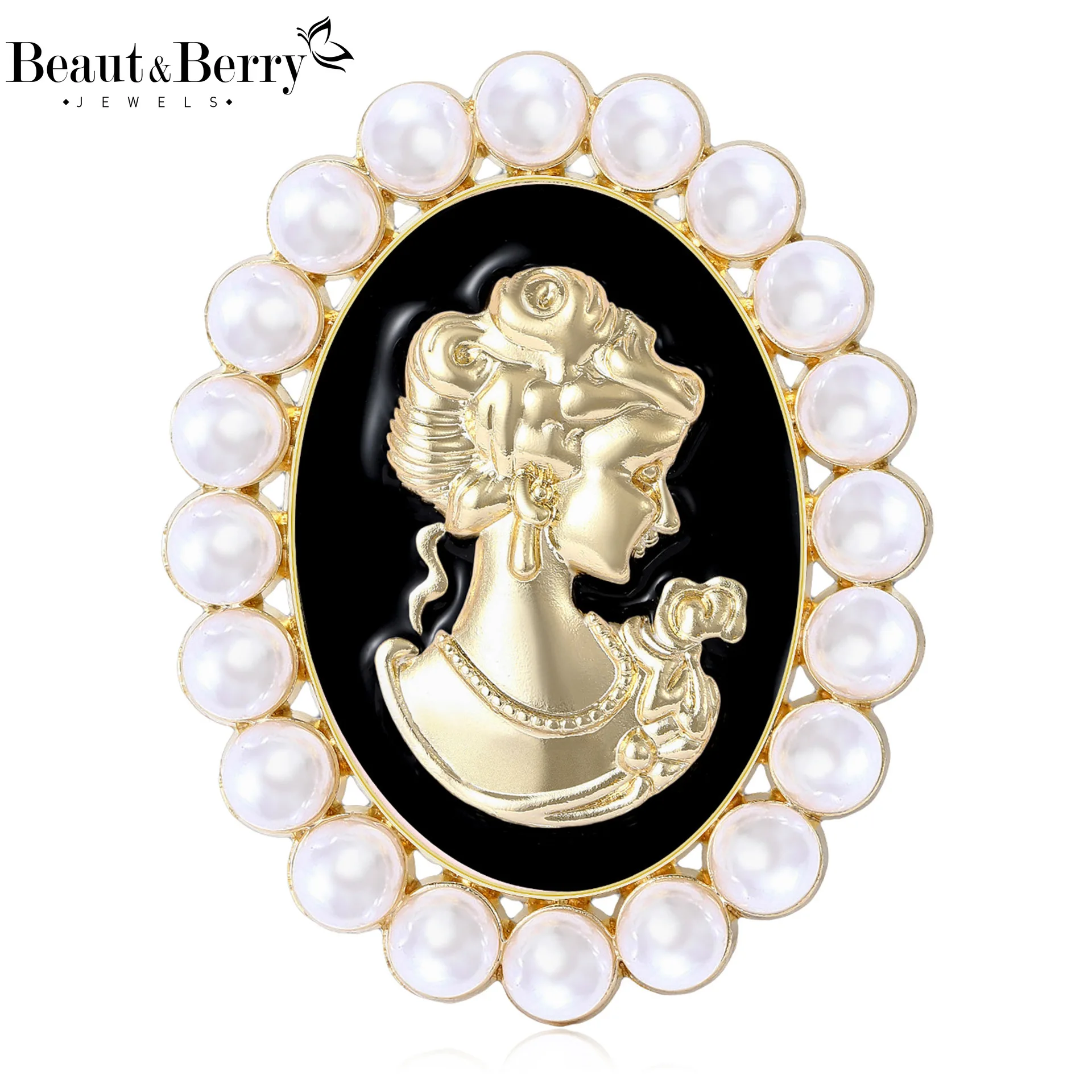 

Beaut&Berry Vintage Victorian Beauty Head Brooches for Women Unisex Figure Pins Casual Party Jewelry Accessories Gift Decoration